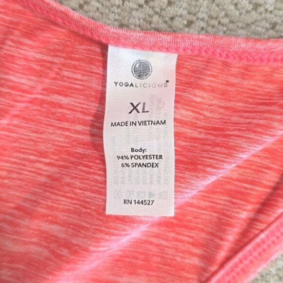 Yogalicious Heather Pink Crop Yoga Athletic Workout Tank - Size XL - Picture 3 of 6